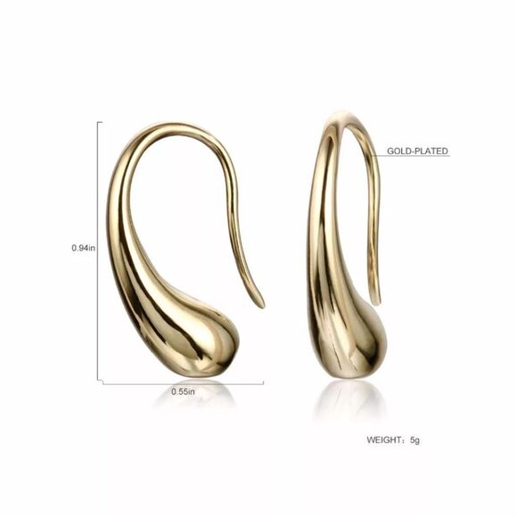 Gold Water Drop Dangle Earrings - Picture 4 of 6